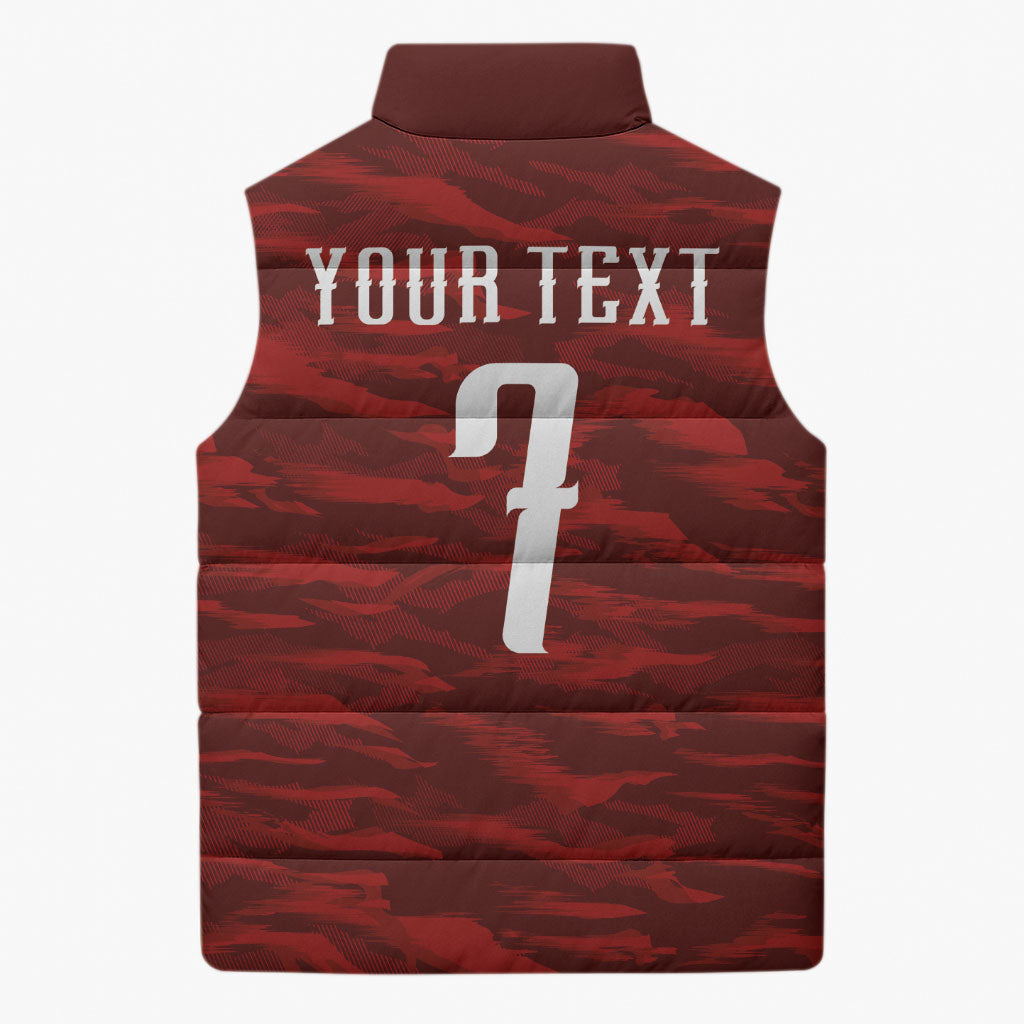 Custom South Korea National Football Sleeveless Puffer Jacket Tigers-Taegeuk Warriors Red
