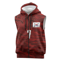 Custom South Korea National Football Sleeveless Zip Hoodie Tigers-Taegeuk Warriors Red