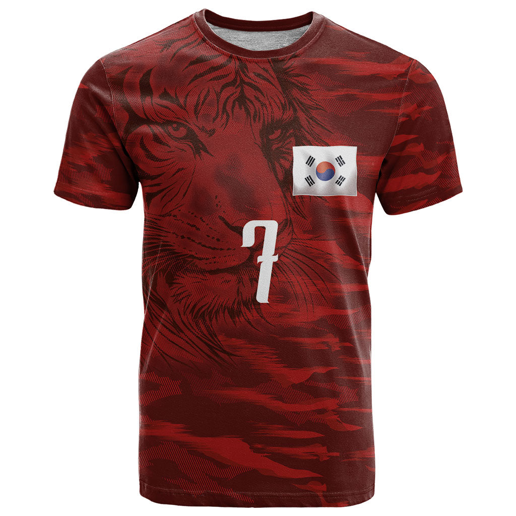 Custom South Korea National Football T Shirt Tigers-Taegeuk Warriors Red