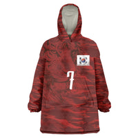 Custom South Korea National Football Wearable Blanket Hoodie Tigers-Taegeuk Warriors Red