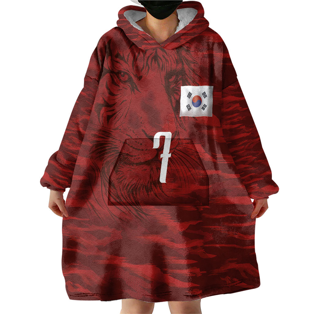 Custom South Korea National Football Wearable Blanket Hoodie Tigers-Taegeuk Warriors Red