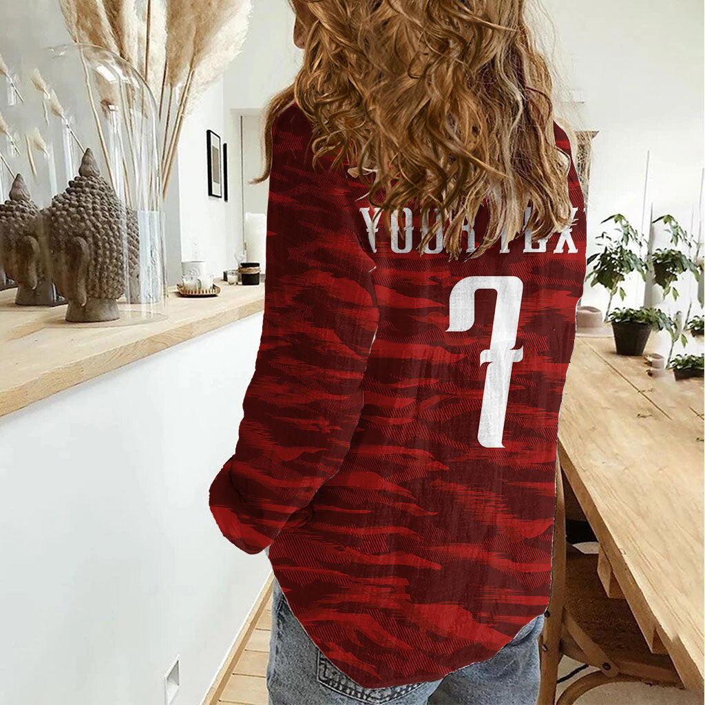 Custom South Korea National Football Women Casual Shirt Tigers-Taegeuk Warriors Red