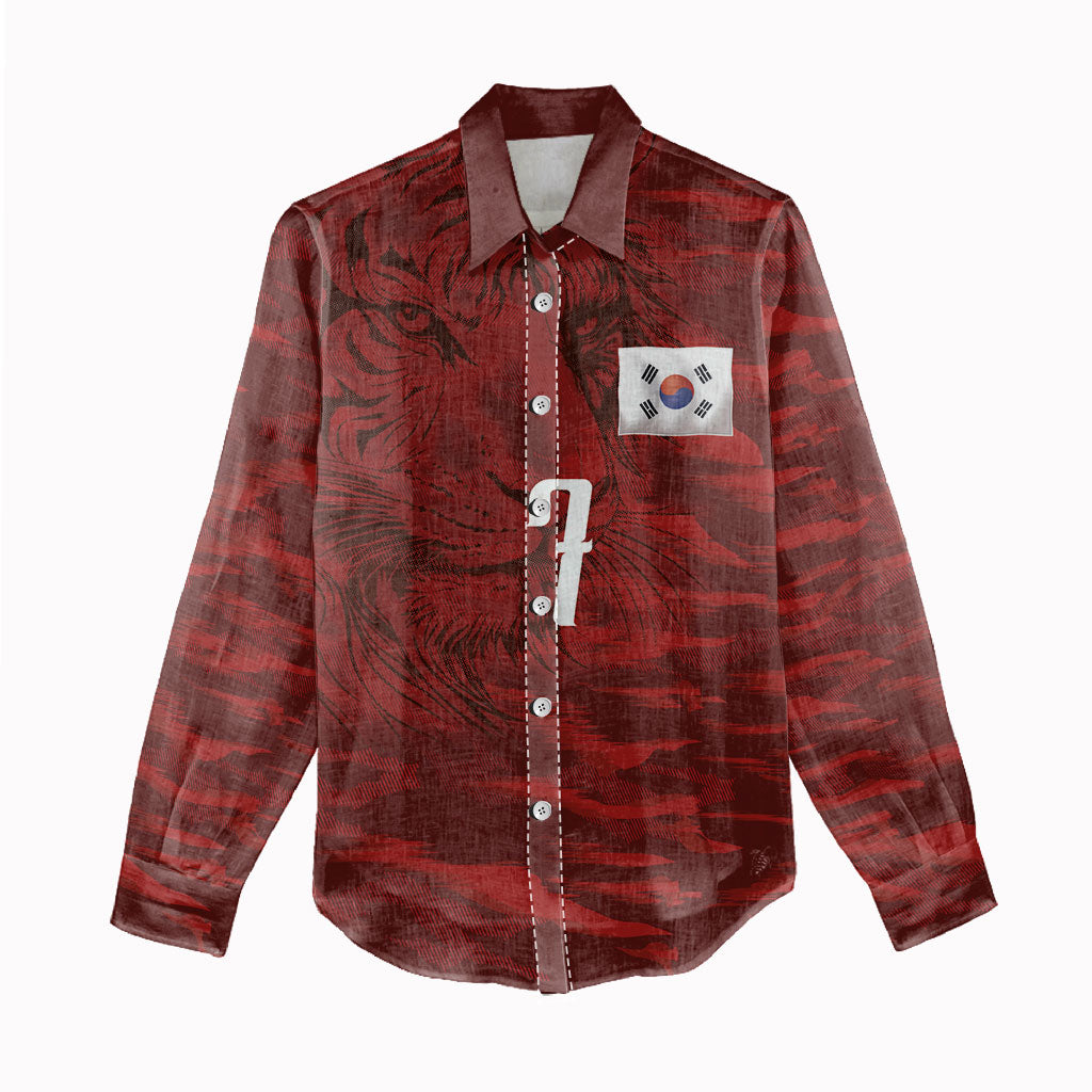 Custom South Korea National Football Women Casual Shirt Tigers-Taegeuk Warriors Red
