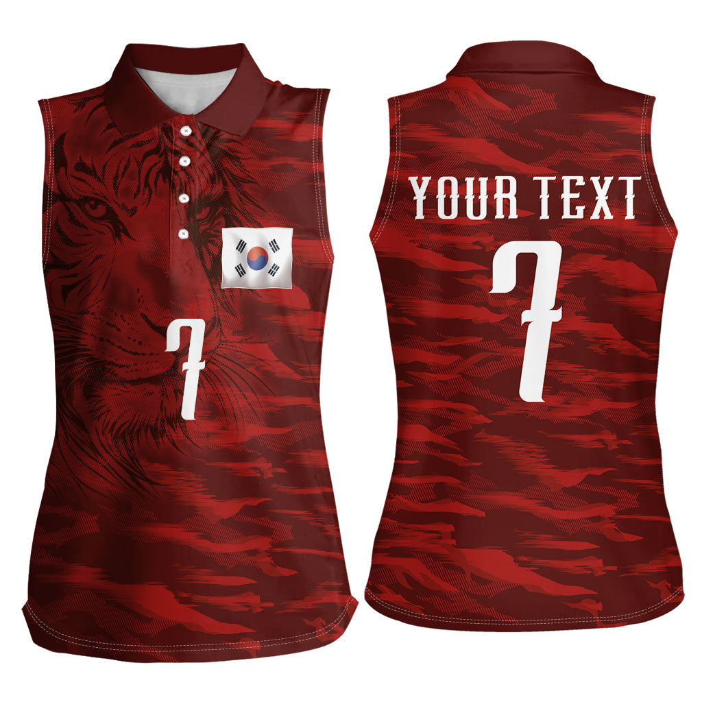 Custom South Korea National Football Women Sleeveless Polo Shirt Tigers-Taegeuk Warriors Red