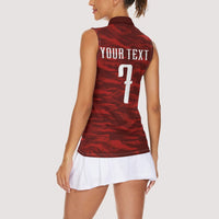 Custom South Korea National Football Women Sleeveless Polo Shirt Tigers-Taegeuk Warriors Red