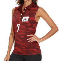 Custom South Korea National Football Women Sleeveless Polo Shirt Tigers-Taegeuk Warriors Red