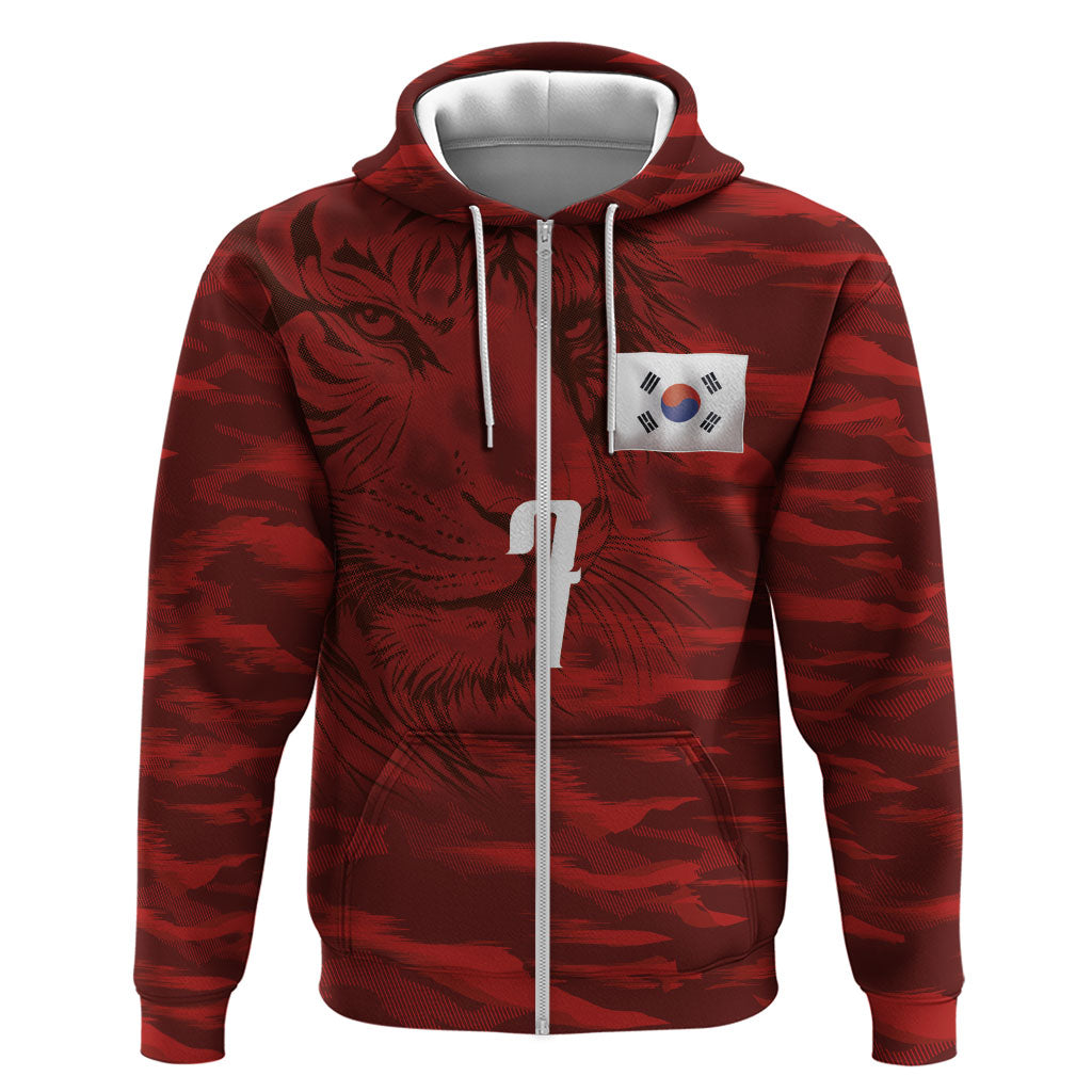 Custom South Korea National Football Zip Hoodie Tigers-Taegeuk Warriors Red