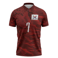 Custom South Korea National Football Zipper Polo Shirt Tigers-Taegeuk Warriors Red
