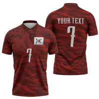 Custom South Korea National Football Zipper Polo Shirt Tigers-Taegeuk Warriors Red