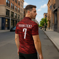 Custom South Korea National Football Zipper Polo Shirt Tigers-Taegeuk Warriors Red