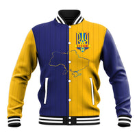 Custom Ukraine National Football Baseball Jacket The Blue and Yellow with Map Half Style - Wonder Print Shop