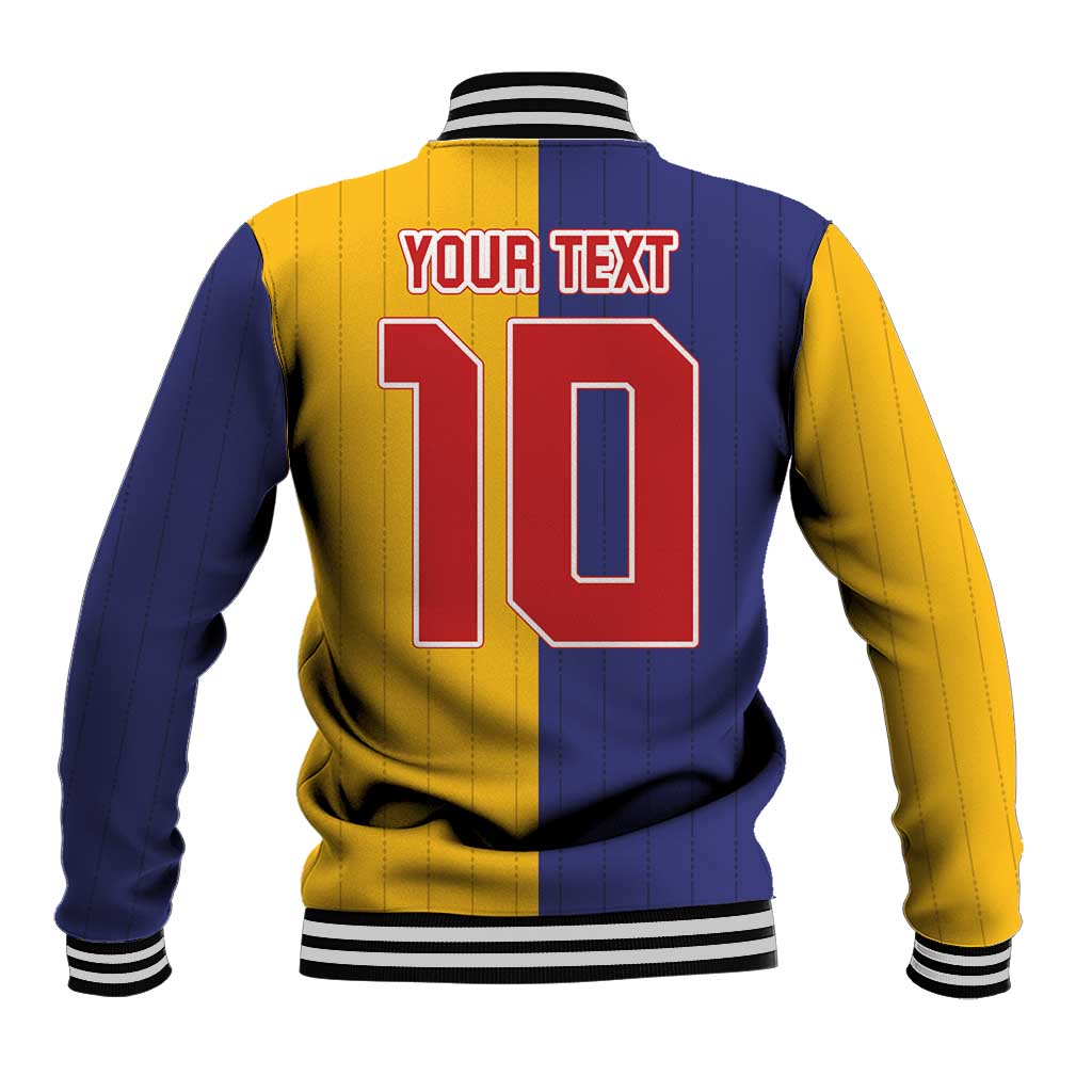 Custom Ukraine National Football Baseball Jacket The Blue and Yellow with Map Half Style - Wonder Print Shop