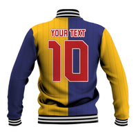 Custom Ukraine National Football Baseball Jacket The Blue and Yellow with Map Half Style - Wonder Print Shop