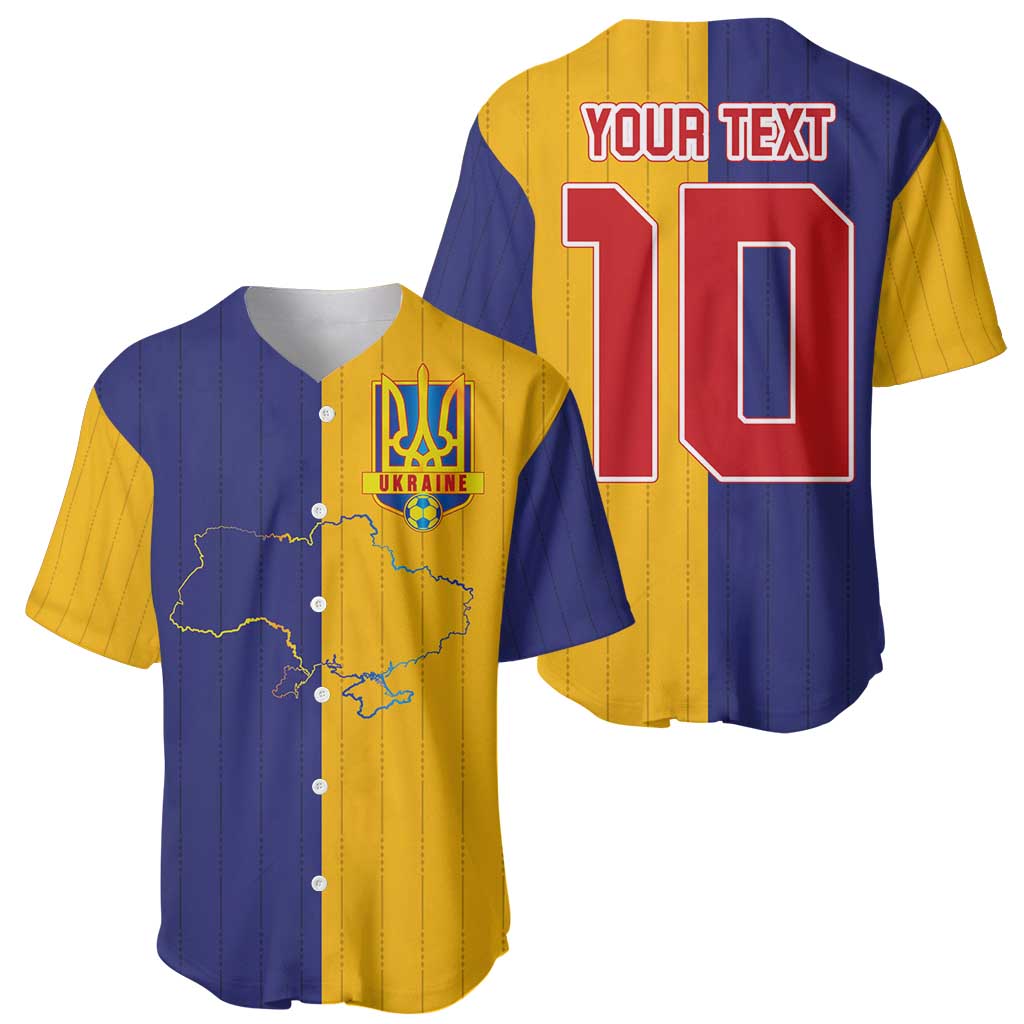 Custom Ukraine National Football Baseball Jersey The Blue and Yellow with Map Half Style - Wonder Print Shop