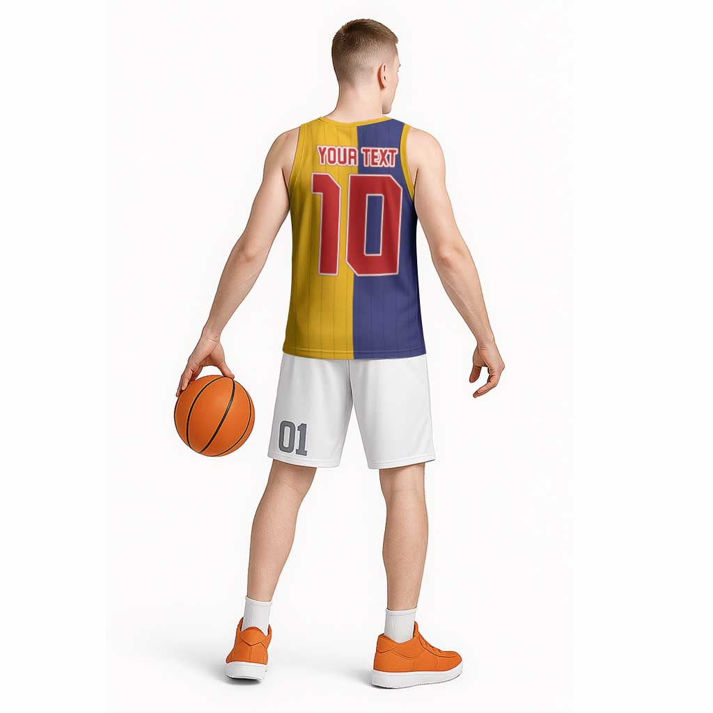 Custom Ukraine National Football Basketball Jersey The Blue and Yellow with Map Half Style - Wonder Print Shop