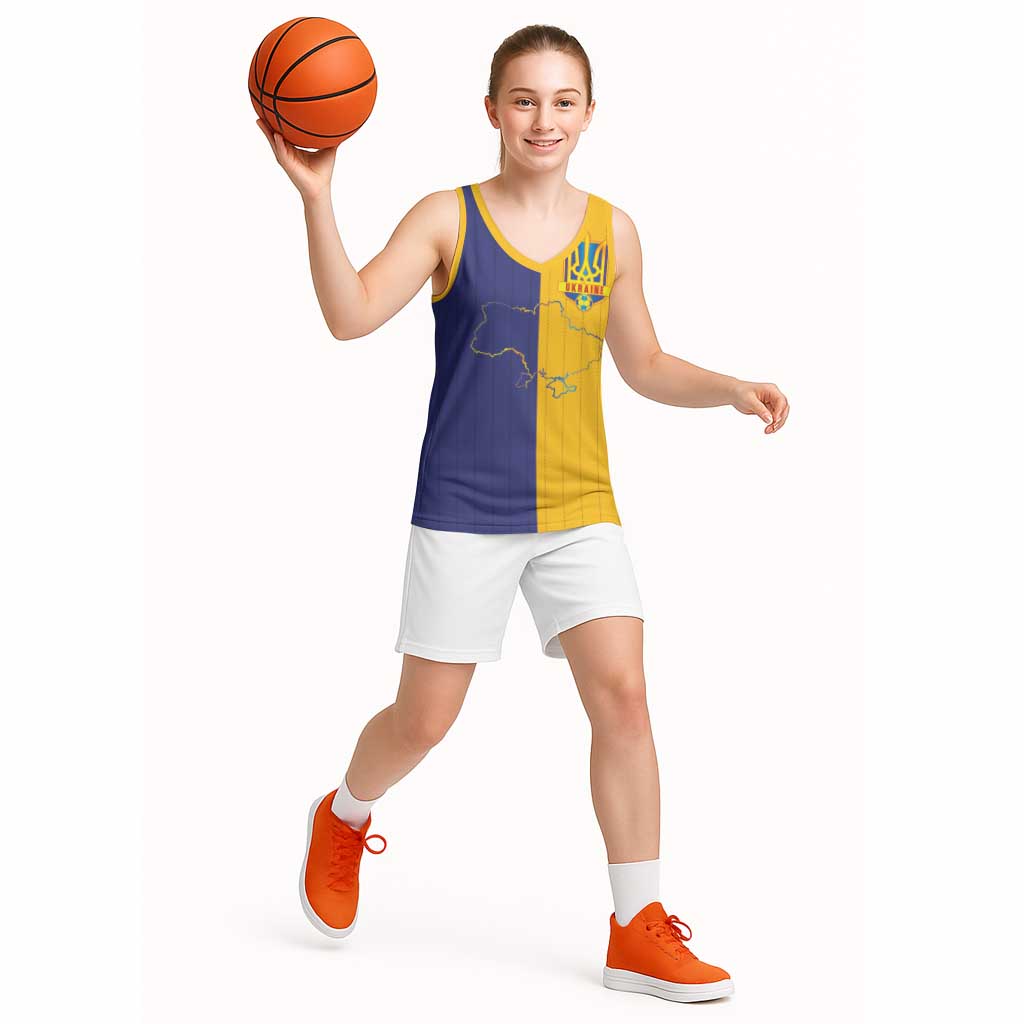 Custom Ukraine National Football Basketball Jersey The Blue and Yellow with Map Half Style - Wonder Print Shop