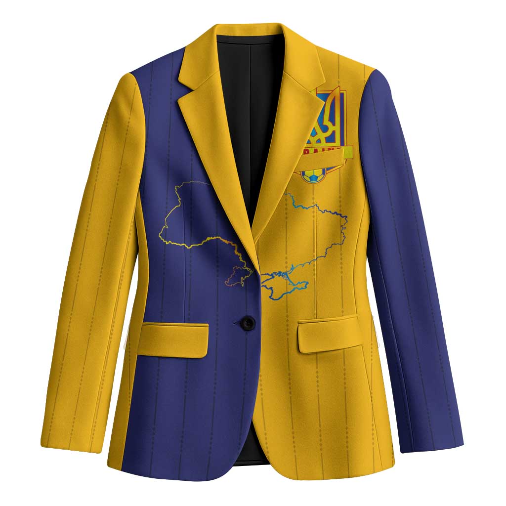 Custom Ukraine National Football Blazer The Blue and Yellow with Map Half Style - Wonder Print Shop