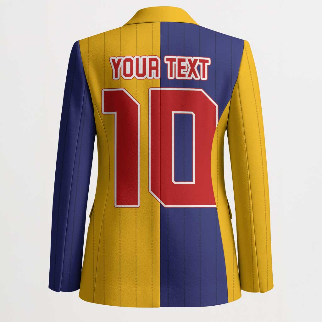 Custom Ukraine National Football Blazer The Blue and Yellow with Map Half Style - Wonder Print Shop