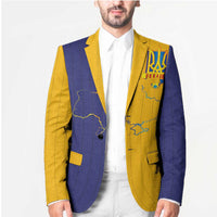 Custom Ukraine National Football Blazer The Blue and Yellow with Map Half Style - Wonder Print Shop