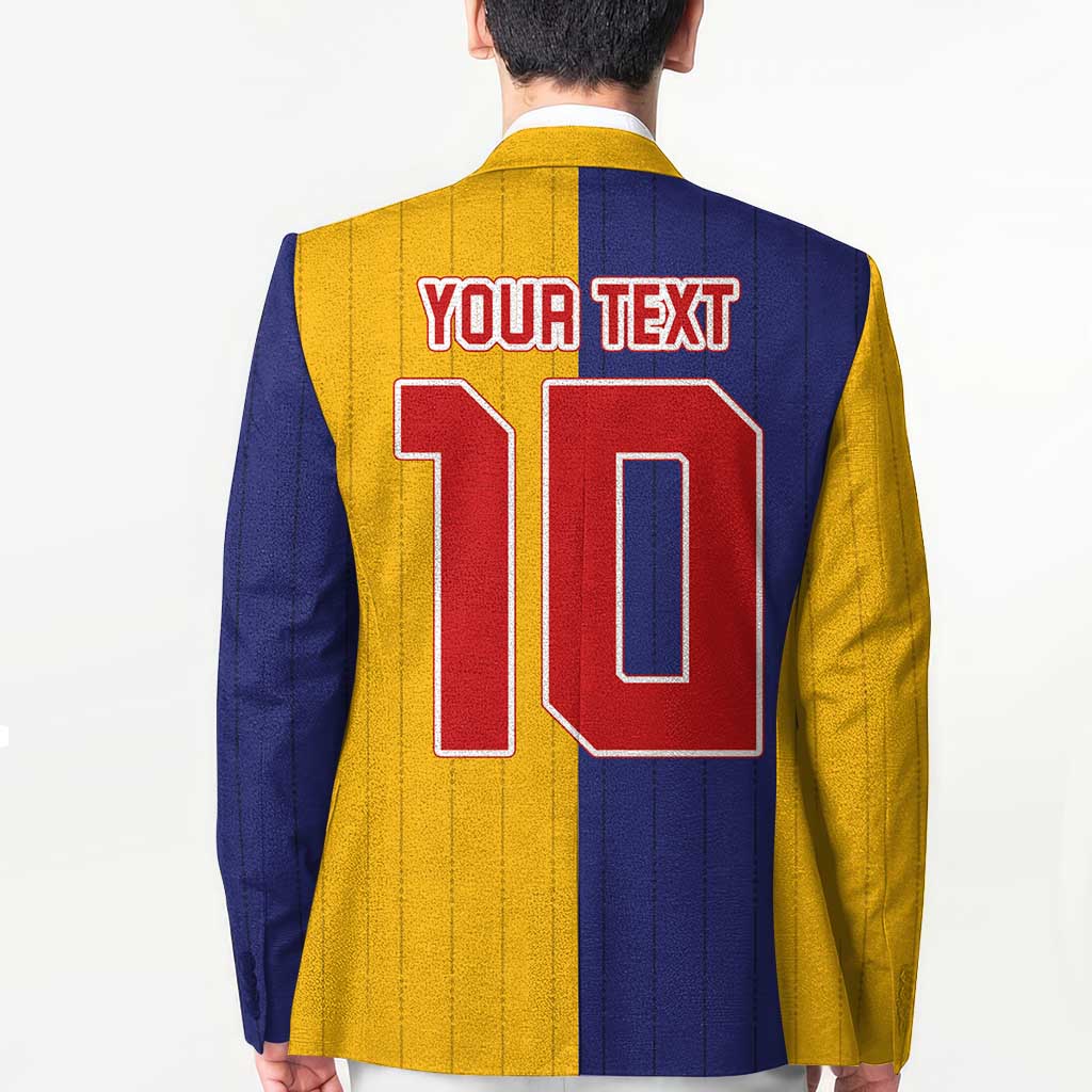 Custom Ukraine National Football Blazer The Blue and Yellow with Map Half Style - Wonder Print Shop