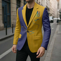 Custom Ukraine National Football Blazer The Blue and Yellow with Map Half Style - Wonder Print Shop