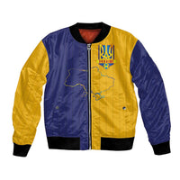 Custom Ukraine National Football Bomber Jacket The Blue and Yellow with Map Half Style - Wonder Print Shop
