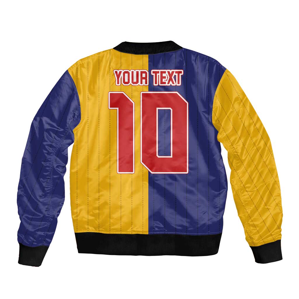 Custom Ukraine National Football Bomber Jacket The Blue and Yellow with Map Half Style - Wonder Print Shop