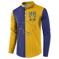 Custom Ukraine National Football Button Sweatshirt The Blue and Yellow with Map Half Style - Wonder Print Shop