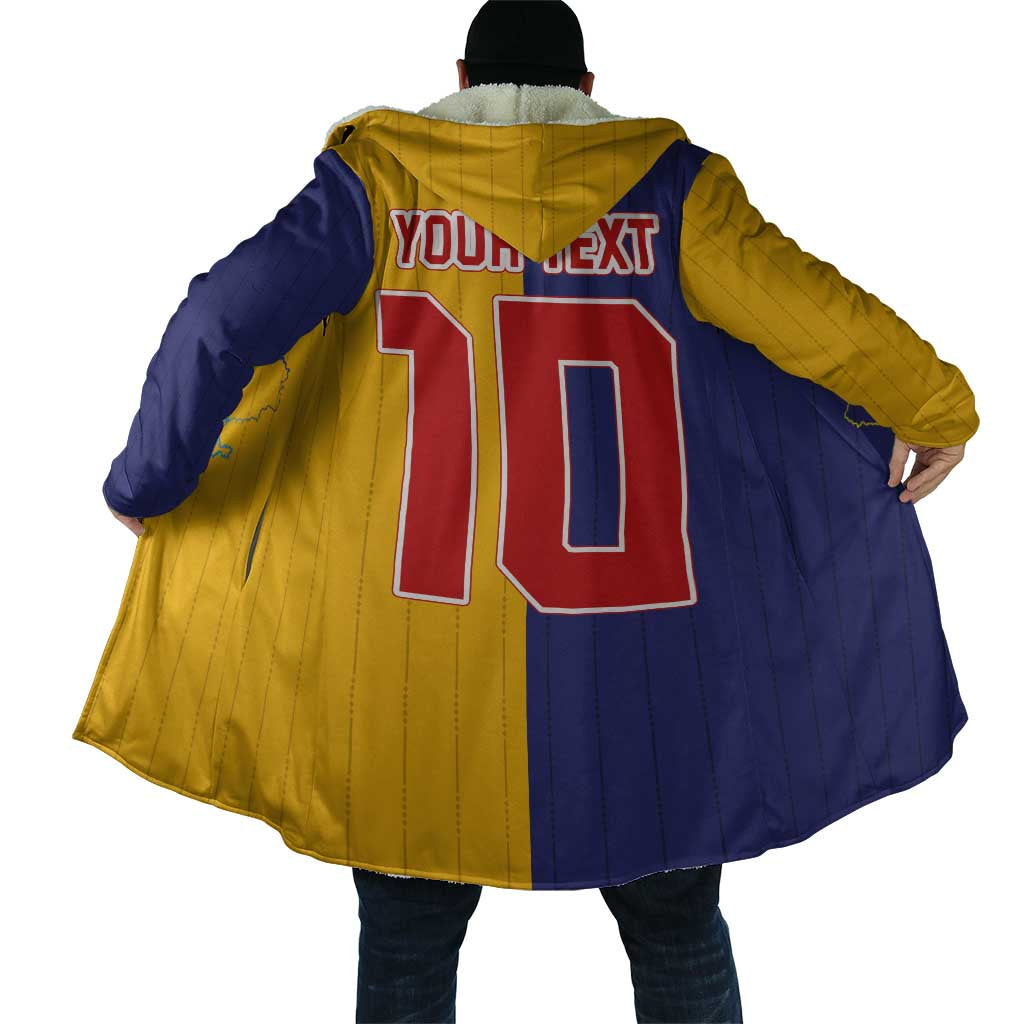 Custom Ukraine National Football Cloak The Blue and Yellow with Map Half Style - Wonder Print Shop