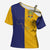 Custom Ukraine National Football Cross Shoulder Shirt The Blue and Yellow with Map Half Style - Wonder Print Shop
