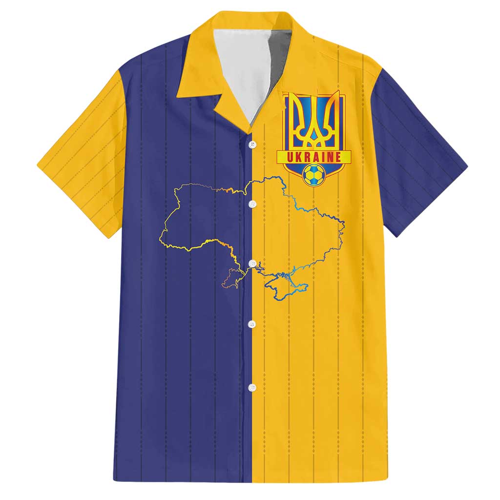 Custom Ukraine National Football Hawaiian Shirt The Blue and Yellow with Map Half Style - Wonder Print Shop