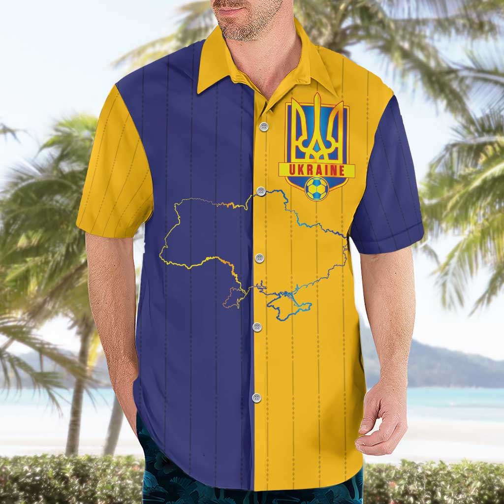 Custom Ukraine National Football Hawaiian Shirt The Blue and Yellow with Map Half Style - Wonder Print Shop