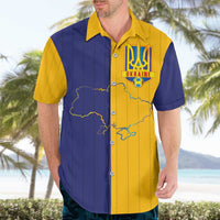 Custom Ukraine National Football Hawaiian Shirt The Blue and Yellow with Map Half Style - Wonder Print Shop