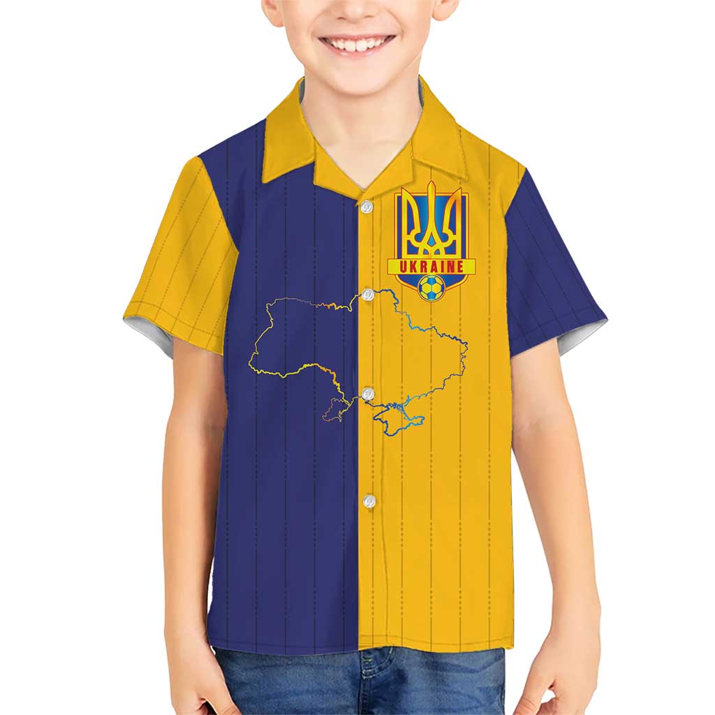 Custom Ukraine National Football Hawaiian Shirt The Blue and Yellow with Map Half Style - Wonder Print Shop