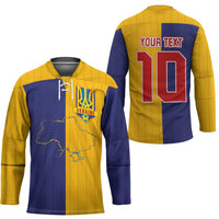 Custom Ukraine National Football Hockey Jersey The Blue and Yellow with Map Half Style - Wonder Print Shop