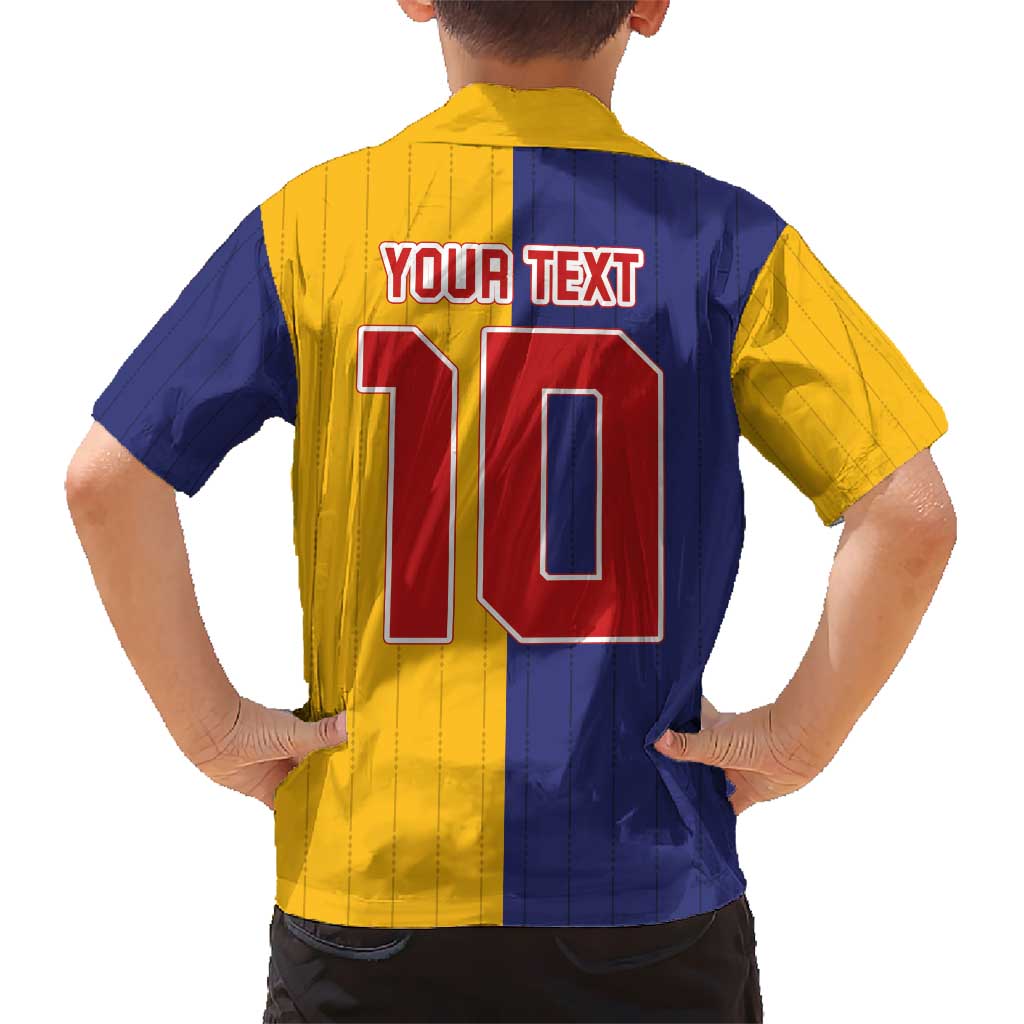 Custom Ukraine National Football Kid Hawaiian Shirt The Blue and Yellow with Map Half Style - Wonder Print Shop