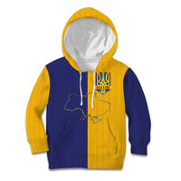 Custom Ukraine National Football Kid Hoodie The Blue and Yellow with Map Half Style - Wonder Print Shop