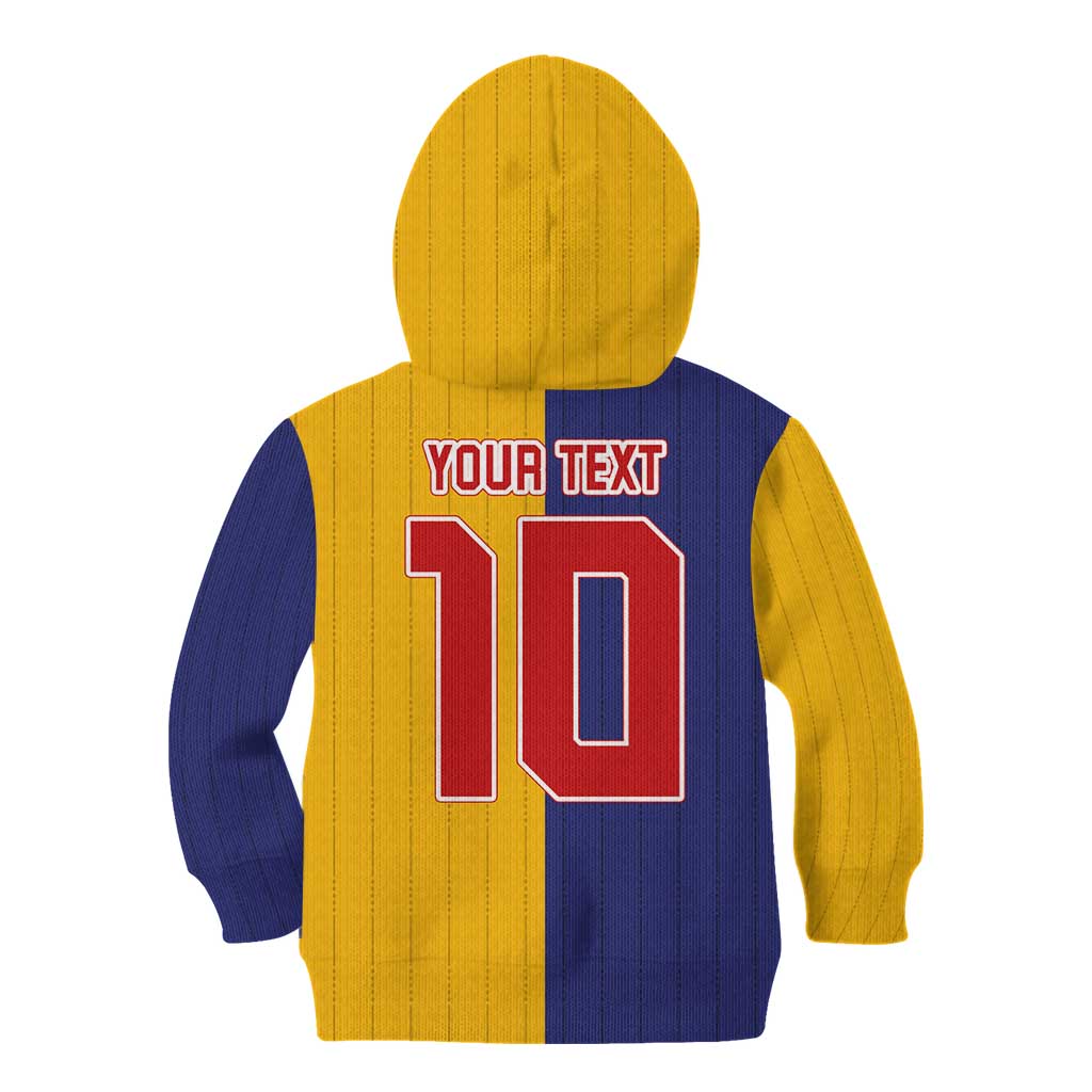 Custom Ukraine National Football Kid Hoodie The Blue and Yellow with Map Half Style - Wonder Print Shop