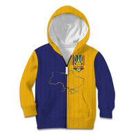 Custom Ukraine National Football Kid Hoodie The Blue and Yellow with Map Half Style - Wonder Print Shop