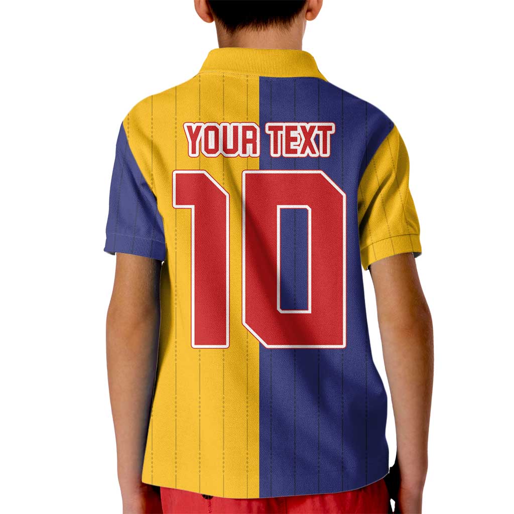 Custom Ukraine National Football Kid Polo Shirt The Blue and Yellow with Map Half Style - Wonder Print Shop