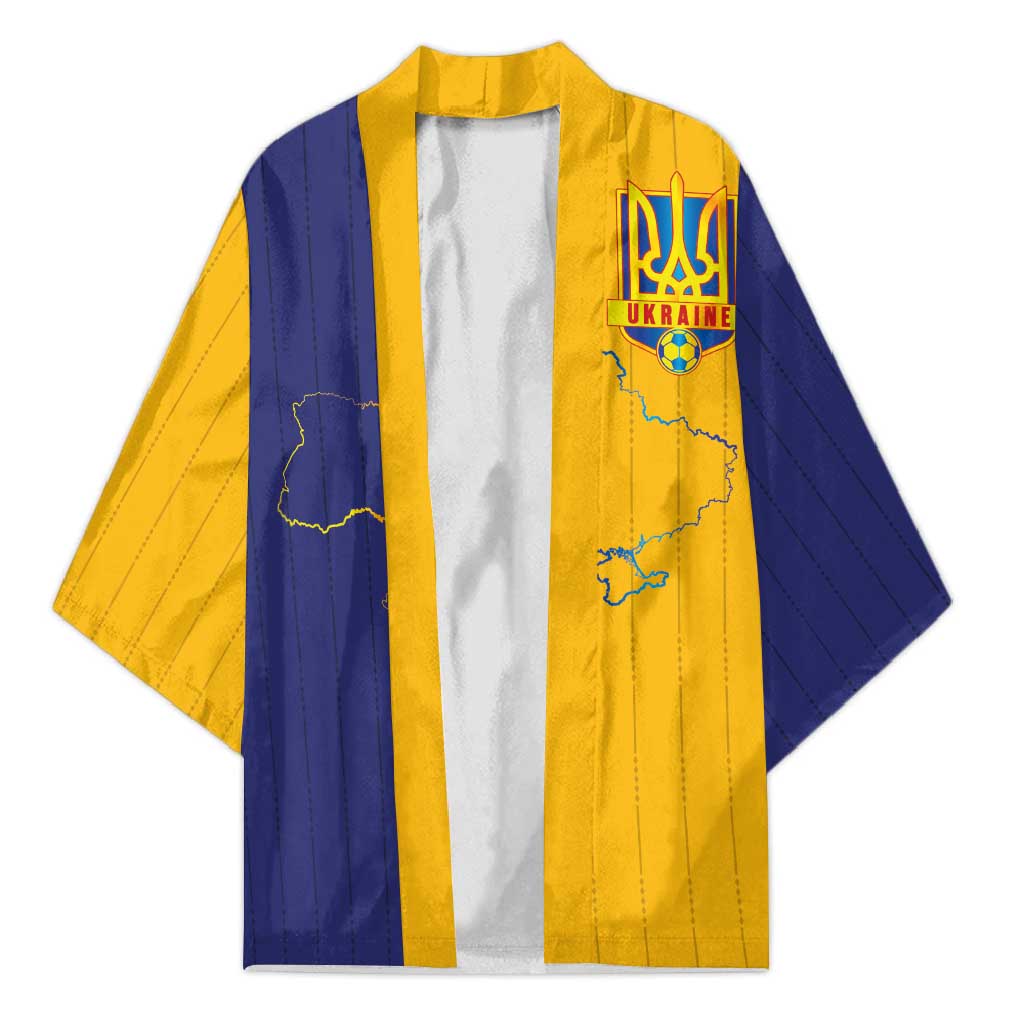 Custom Ukraine National Football Kimono The Blue and Yellow with Map Half Style - Wonder Print Shop