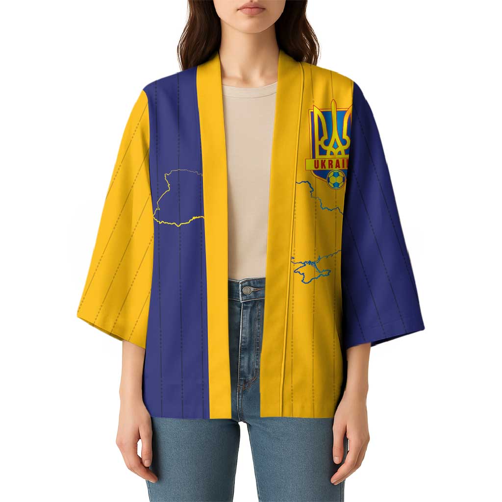 Custom Ukraine National Football Kimono The Blue and Yellow with Map Half Style - Wonder Print Shop