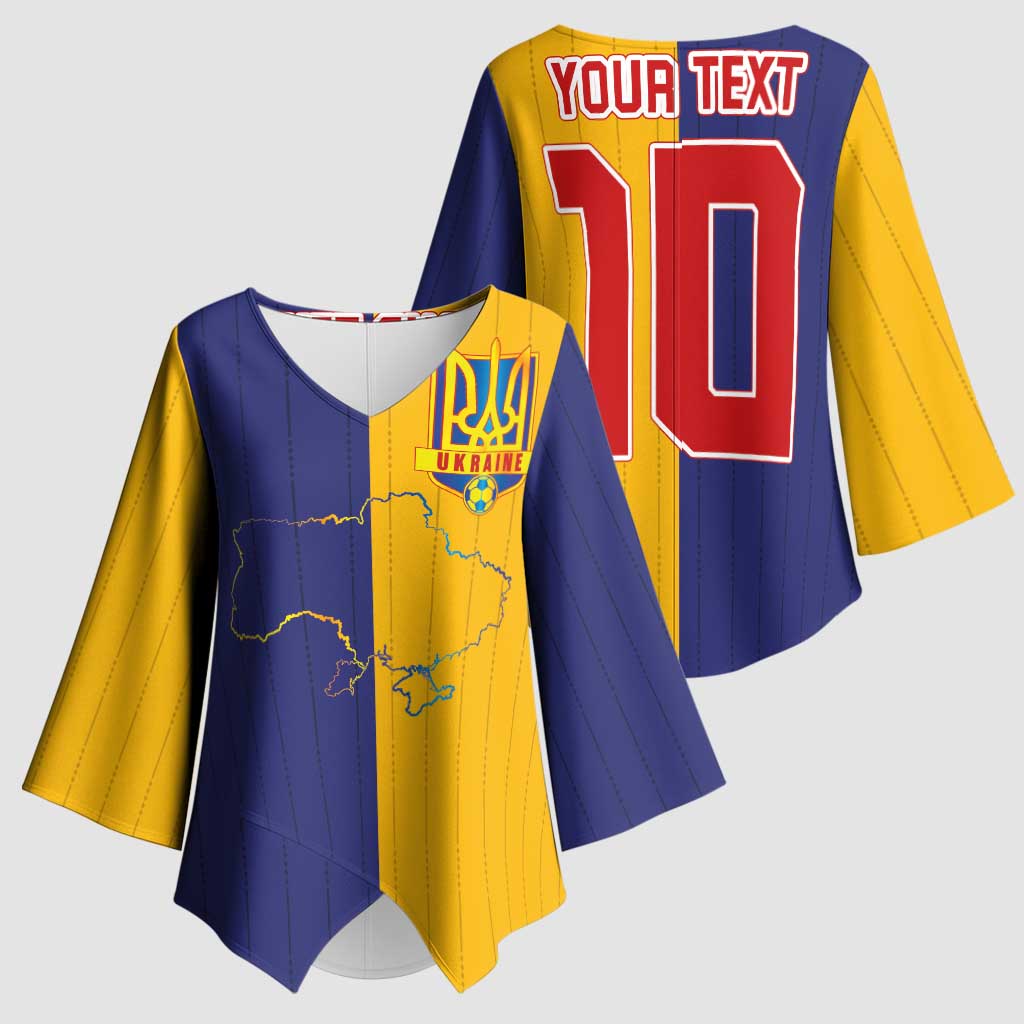Custom Ukraine National Football Kimono Sleeve Blouse The Blue and Yellow with Map Half Style - Wonder Print Shop