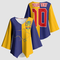 Custom Ukraine National Football Kimono Sleeve Blouse The Blue and Yellow with Map Half Style - Wonder Print Shop