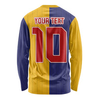 Custom Ukraine National Football Long Sleeve Shirt The Blue and Yellow with Map Half Style - Wonder Print Shop