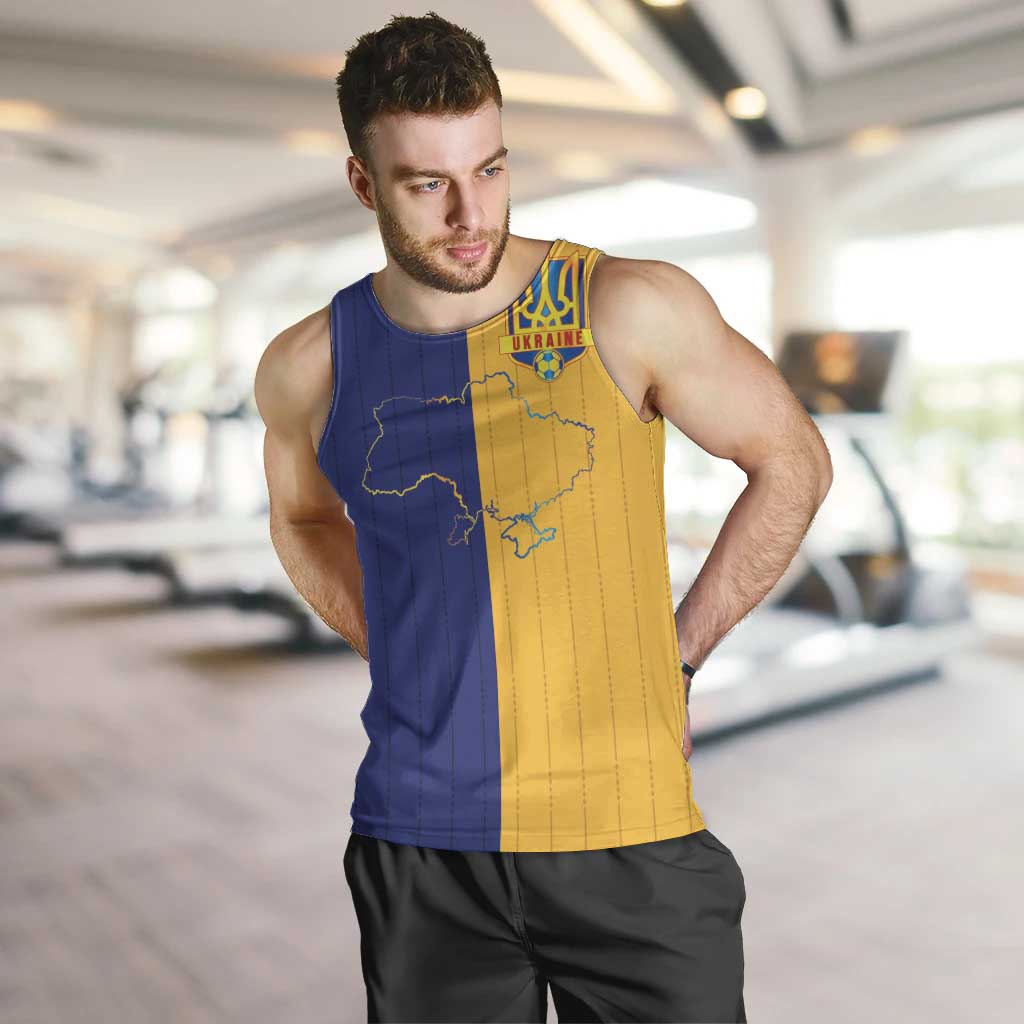 Custom Ukraine National Football Men Tank Top The Blue and Yellow with Map Half Style - Wonder Print Shop