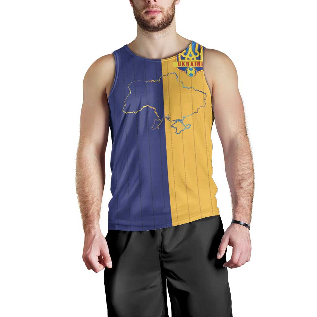 Custom Ukraine National Football Men Tank Top The Blue and Yellow with Map Half Style - Wonder Print Shop