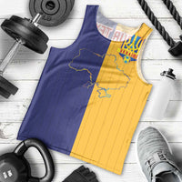 Custom Ukraine National Football Men Tank Top The Blue and Yellow with Map Half Style - Wonder Print Shop