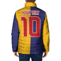 Custom Ukraine National Football Padded Jacket The Blue and Yellow with Map Half Style - Wonder Print Shop