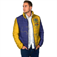 Custom Ukraine National Football Padded Jacket The Blue and Yellow with Map Half Style - Wonder Print Shop